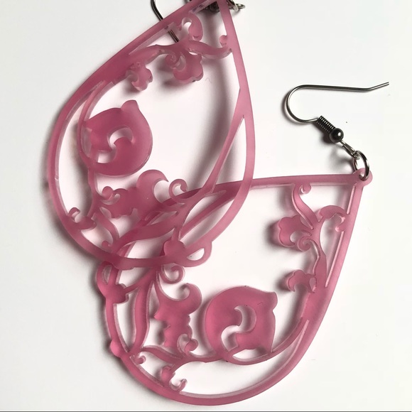 Victorian Art Deco Acrylic Earrings Various Colors - Picture 1 of 8